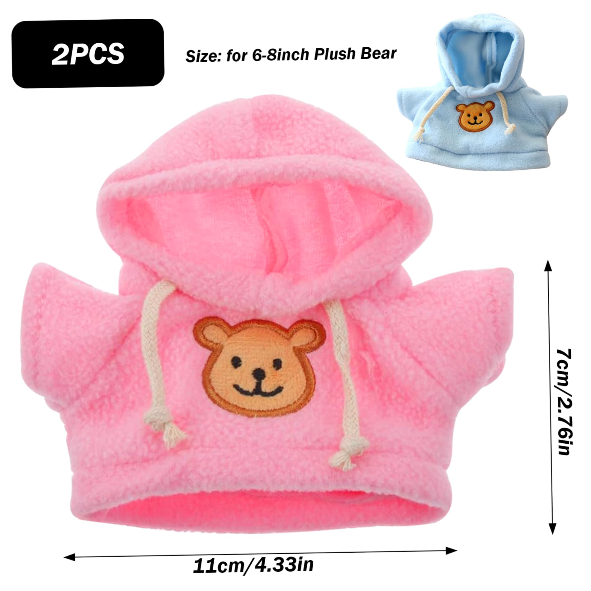 Orso Vestiti per 6-8 Pollici orsi di Peluche 2 Pezzi con Cappuccio con Cappuccio di Vestiti da Animale Imbottiti Cartone Animato Abiti Decorativi Fai-da-Te per Bambini Animali di Peluche