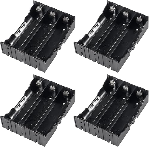 Paquete de 4 soportes para batería 18650, 3 ranuras x 3.7 V, estuche de almacenamiento de batería con pin para proyectos de PCB, caja de clip de