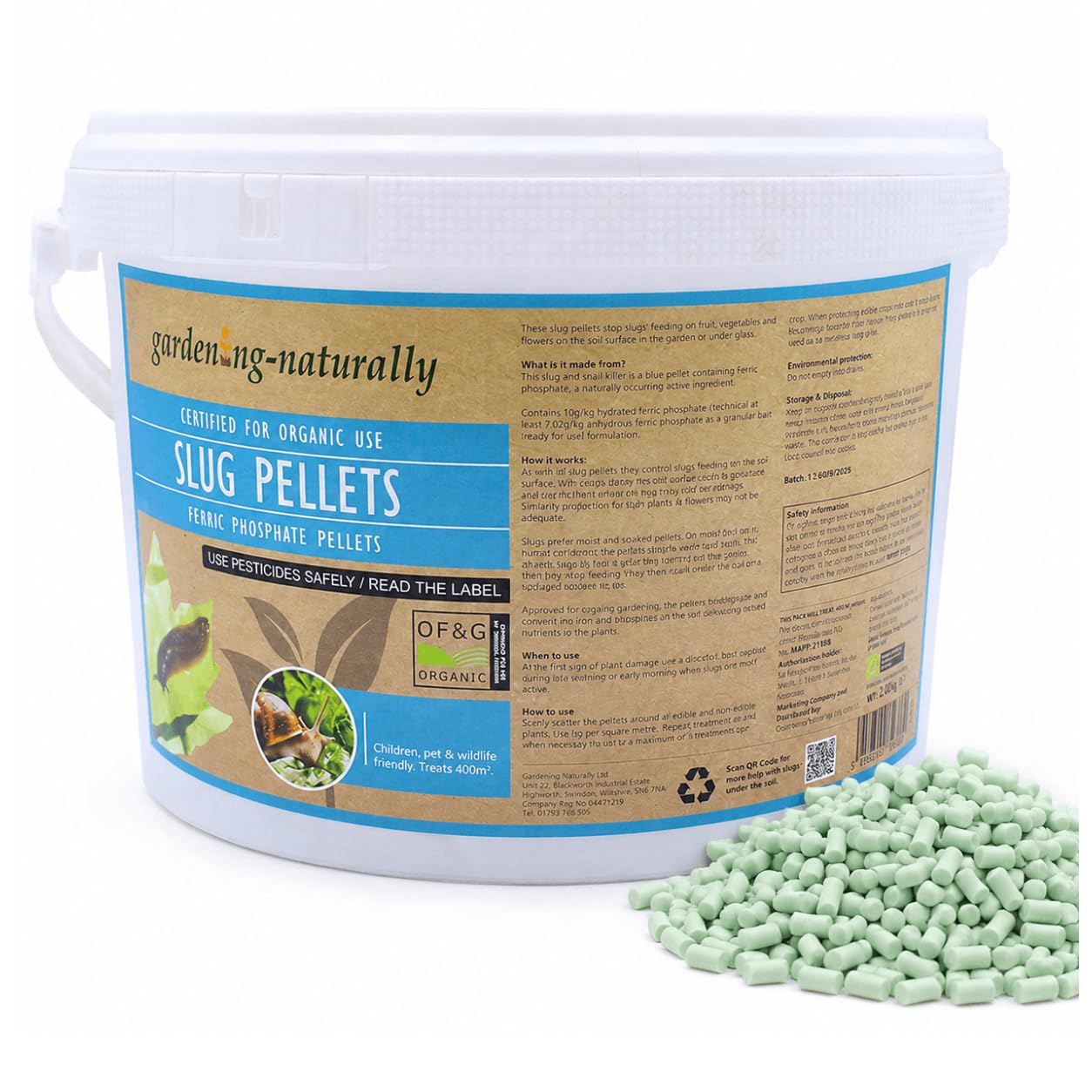 Gardening Naturally Organic Slug & Snail Pellets – Safe, Effective Garden Control with Natural Ferric Phosphate (2kg)