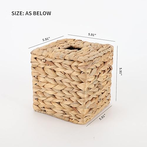 Miniatura 3 de YRMT - Funda para caja de pañuelos de jacinto de agua, tejido de mimbre, cuadrado, para decoración de servilletas, organizador para encimera de 5 x