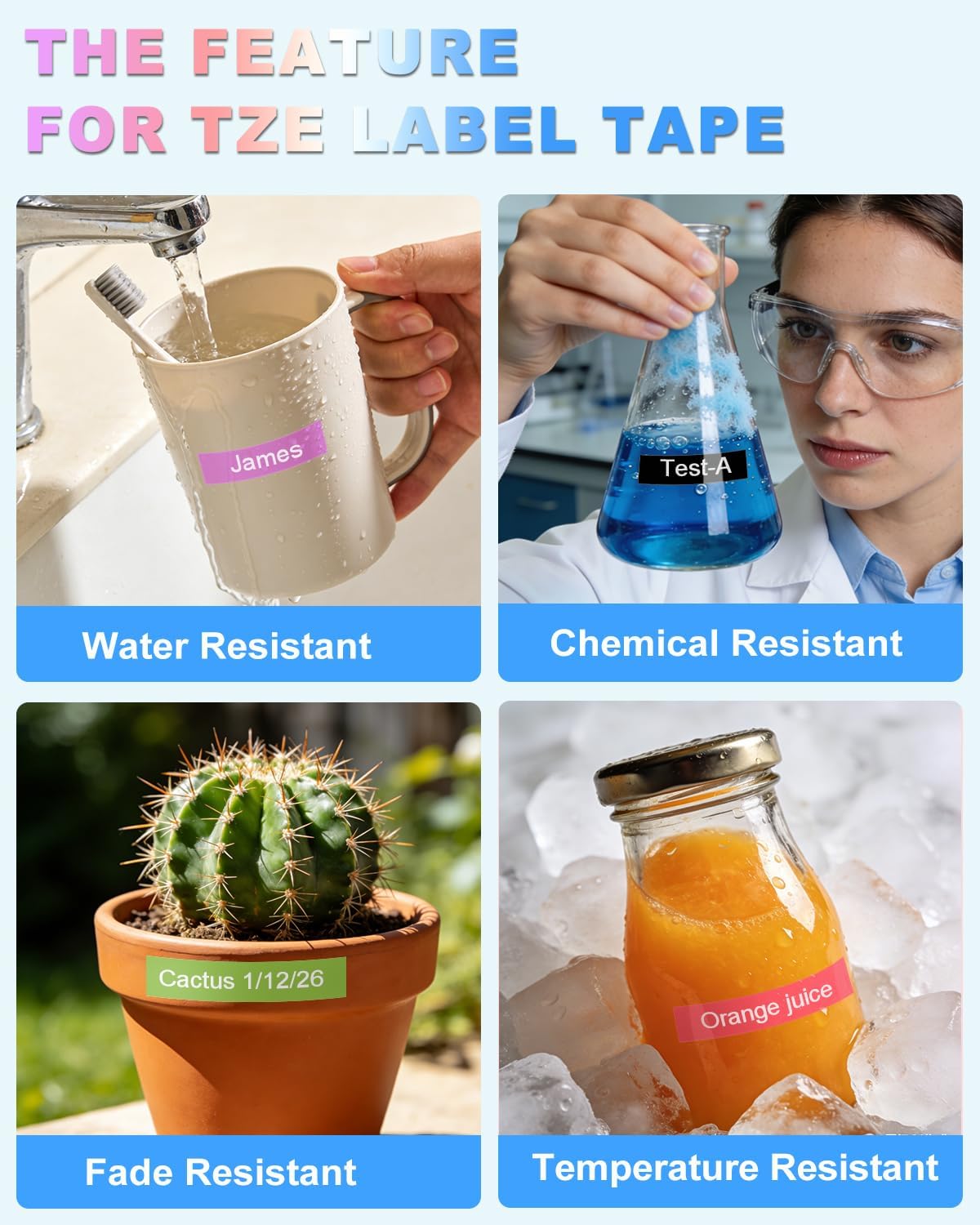 RAEMALL Compatible with Brother Label Tape TZe335 TZe435 TZe535 TZeMQG35 TZeMQP35 TZe TZ Tape, 12mm 0.47 Inch Laminated White on Color Compatible with Brother P Touch Label Maker PT-D210 H110 - Image 5