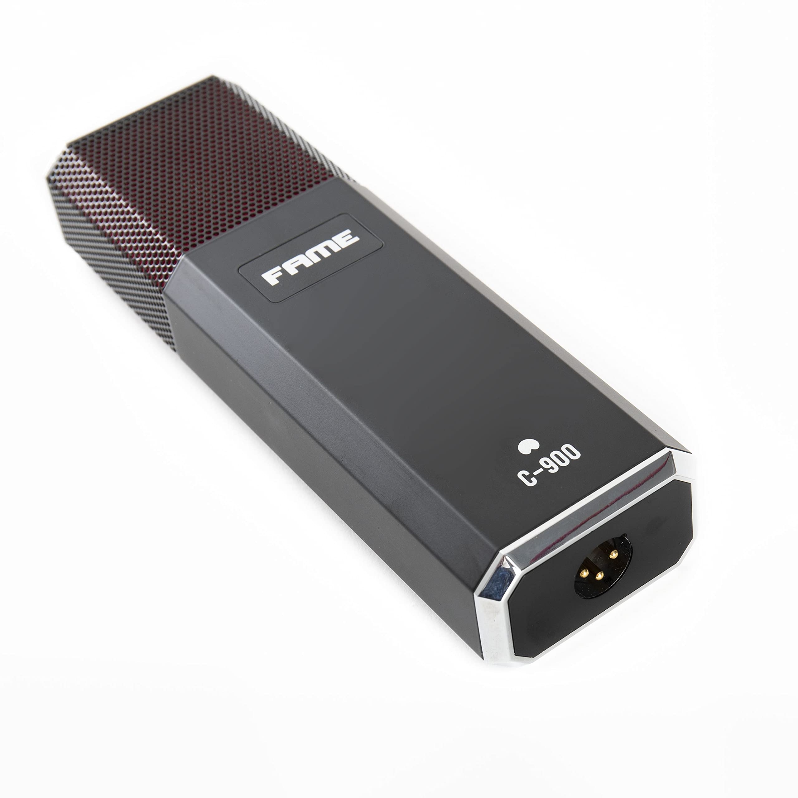 Fame Audio Studio C-900, Großmembran Kondensatormikrofon, Schwarz, Nierencharakteristik, 20-20.000Hz, 135dB SPL, 12.5mV/Pa, XLR, 48V, inklusive Spinne und Poppschutz, für Vocal/Gesang und Heimgebrauch