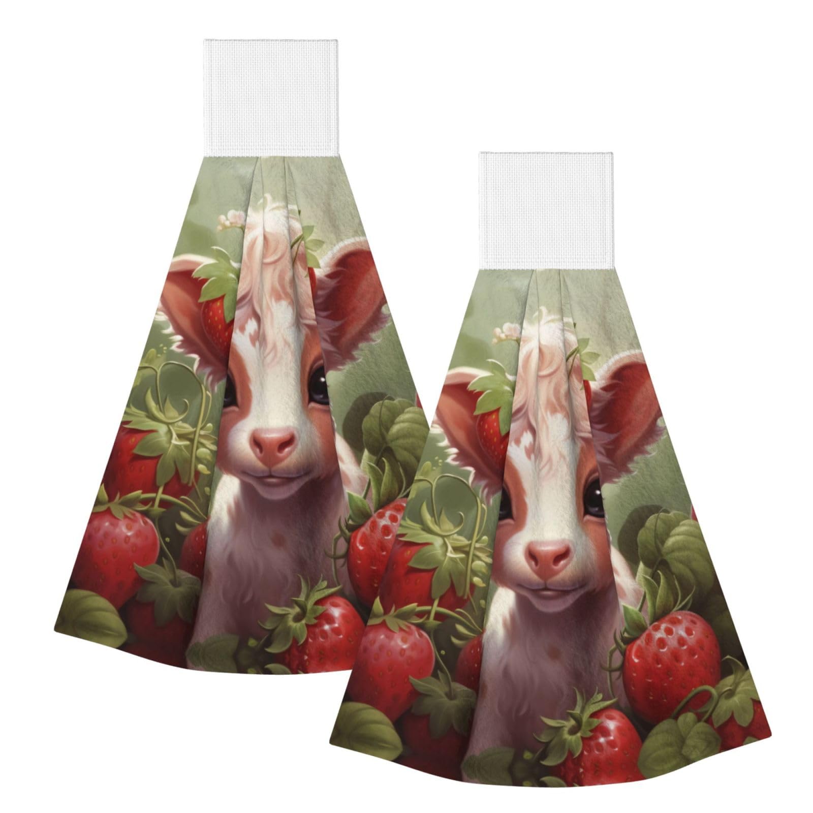 ZQYTGFDC Strawberry Cow in the Forest Highly Absorbent Dish Towels Soft Coral Fleece Wipe
