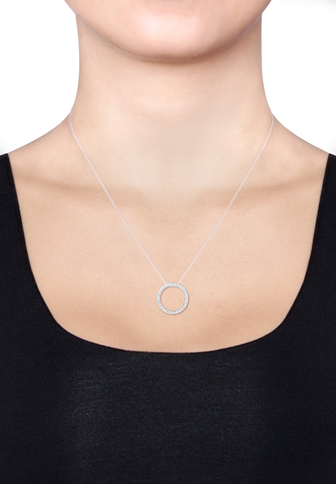 Elli Schmuckset Damen Kreis Anhänger Motiv Basic mit Kristallen