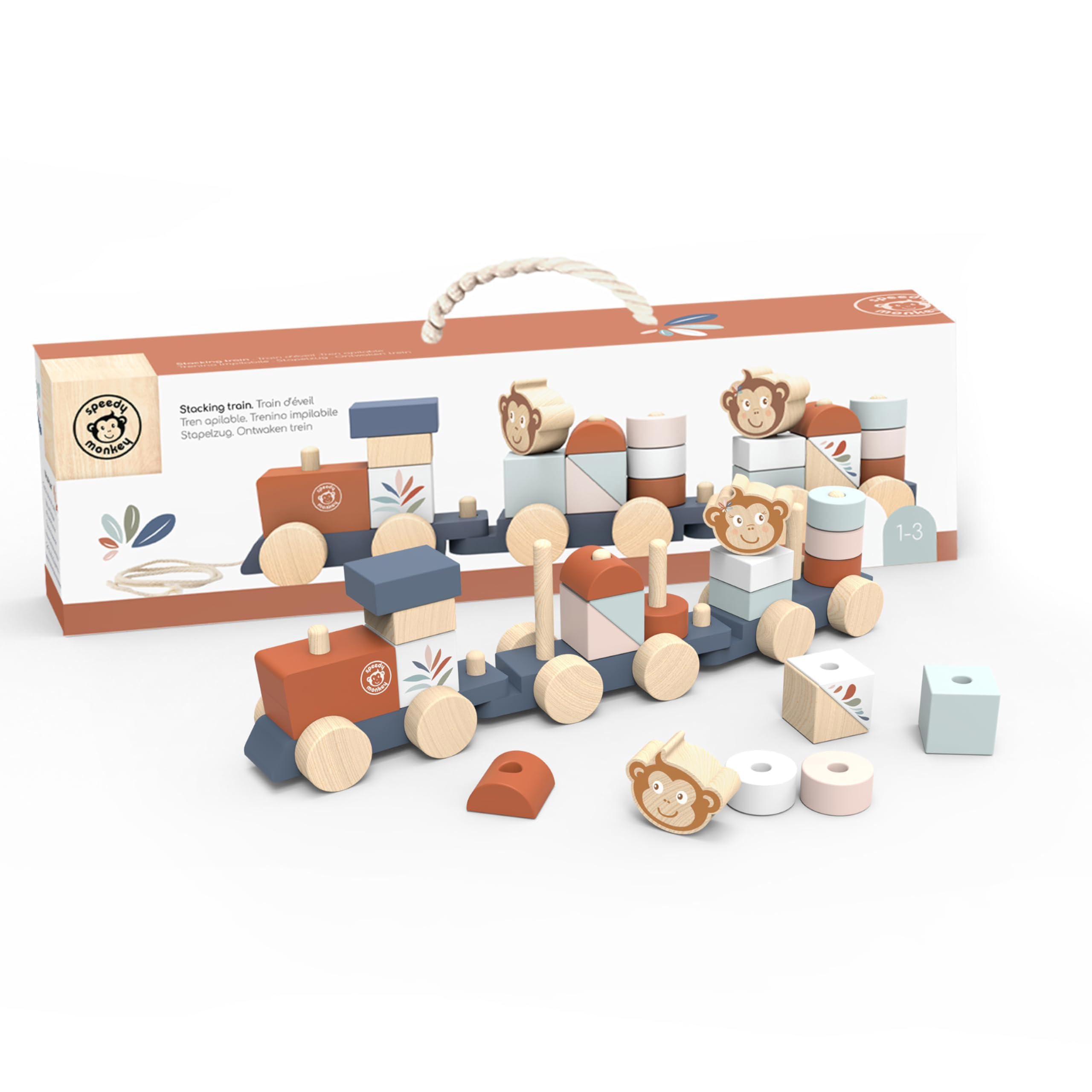 Amazon.com: Speedy Monkey Wooden Pull-Along Train Stacker – Soft