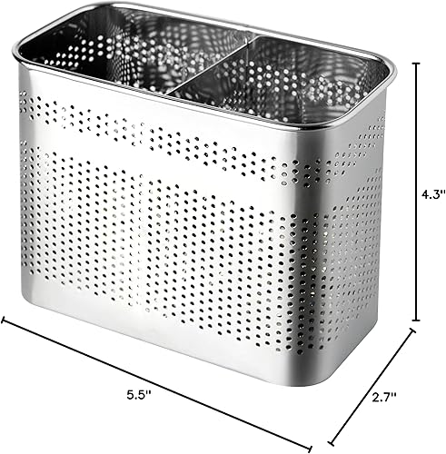 Miniatura 9 de Soporte para utensilios de cocina de acero inoxidable (cuadrado mediano) para palillos para lavavajillas
