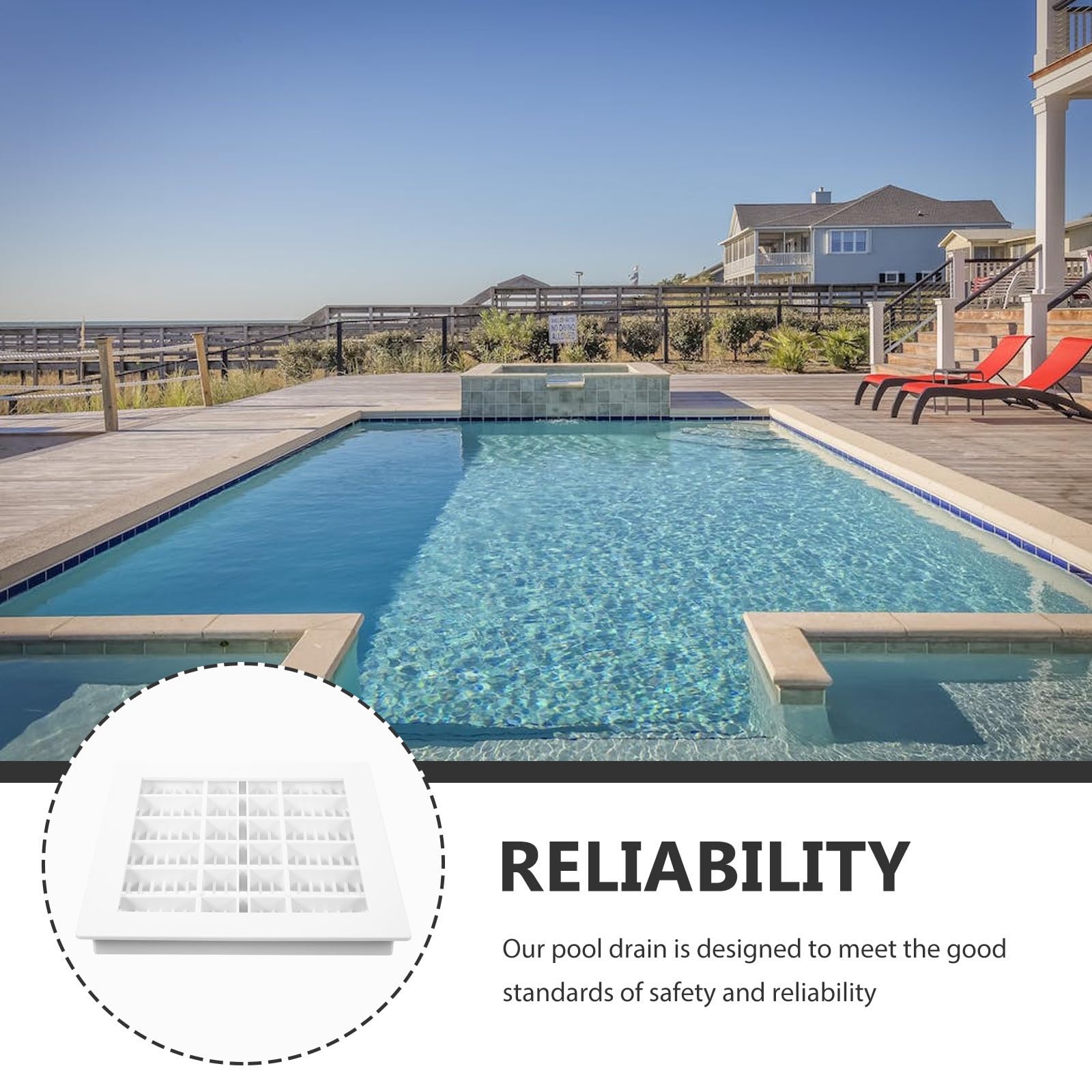 TEHAUX Cubierta Pieza de Repuesto de Drenaje de Plástico para Piscina Cuadrada Mantiene la Limpieza Confiable de Color Claro en Desagües Principales de Piscinas