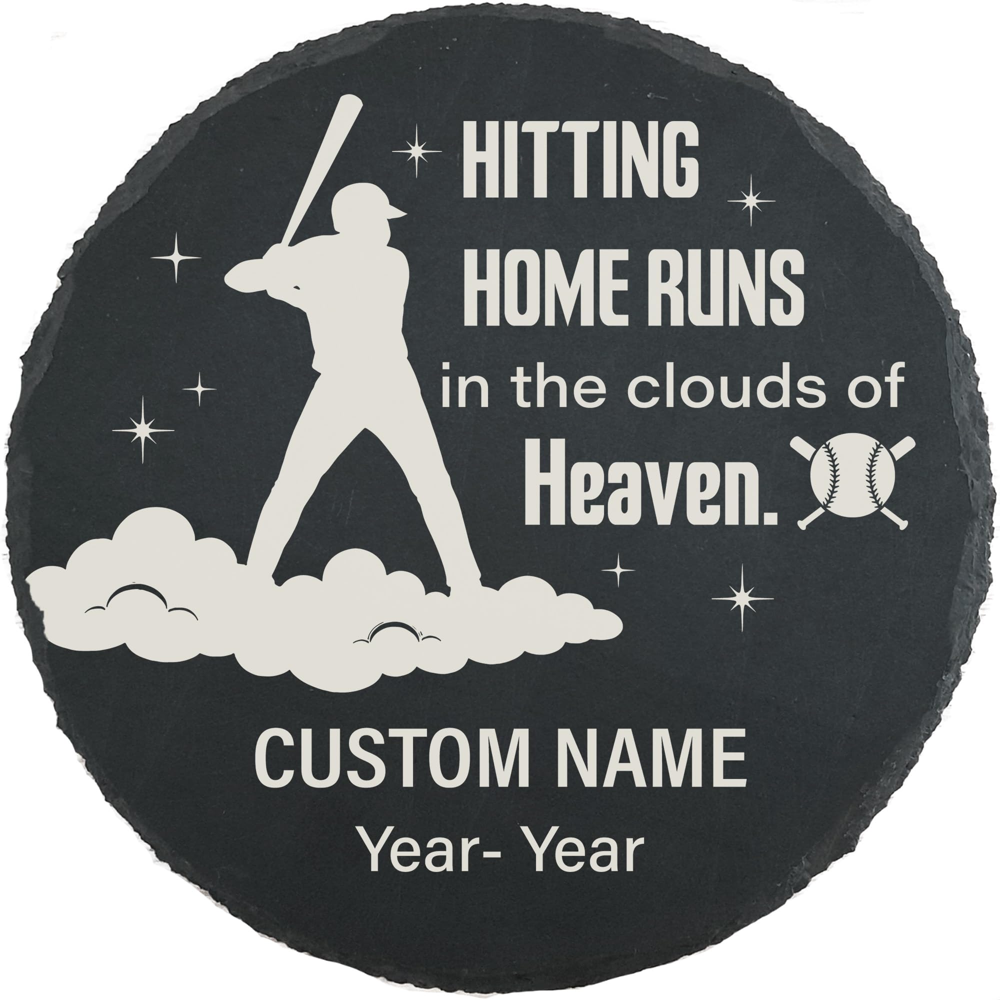 Personalized Baseball Memorial Stone - Baseball Memorial Slate Stone Sympathy Stepping Stone for Loss of Baseball Lover Baseball Player Dad Husband Brother Son (6)
