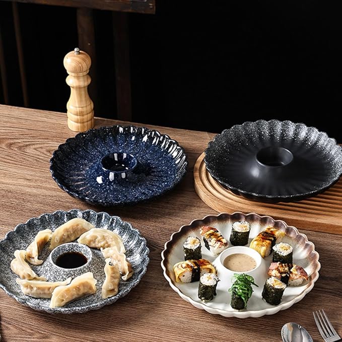 Plato de cerámica para dumplings y sushi, diámetro 24.5cm miniatura 6