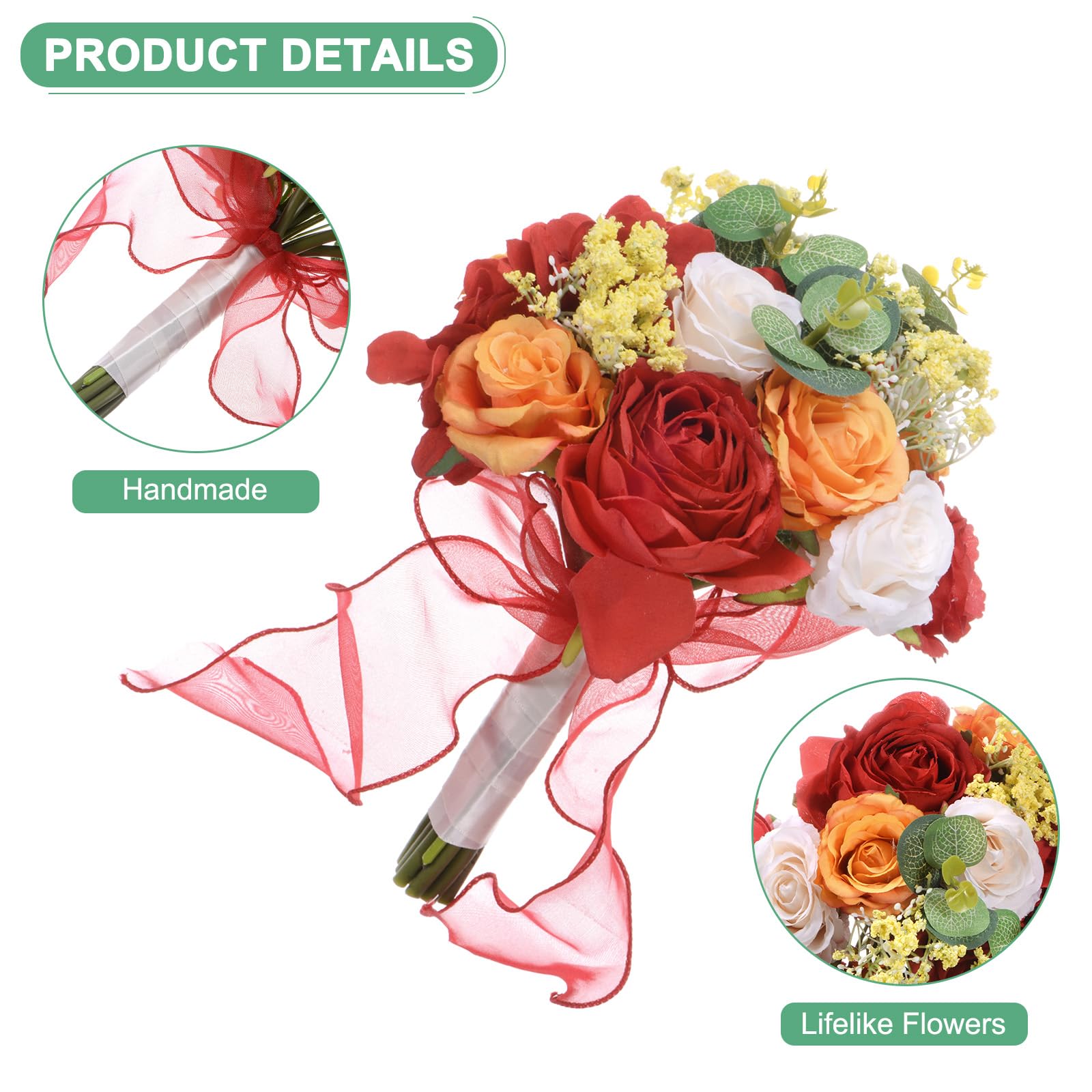 M METERXITY Wedding Bouquets for Bride Artificial Flower Bouquet for Wedding Bridal Bouquets for Bride/Bridesmaid - Image 2