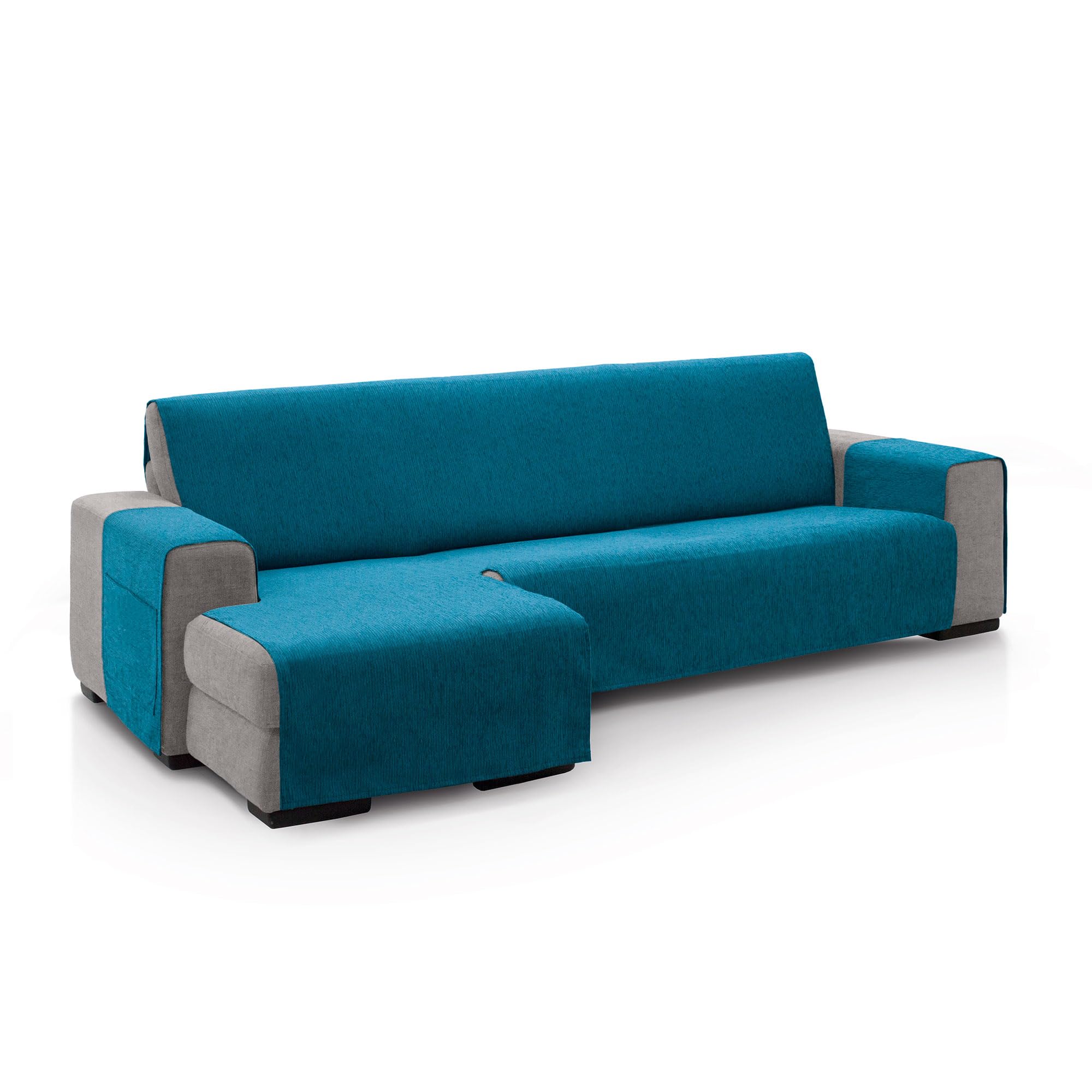 ECOMMERC3 | Chaise Longue Sofa Cover for Left Arm Back Size 240 cm - Blue Chaise Longue Sofa Cover Soft Touch 100% Made in Spain
