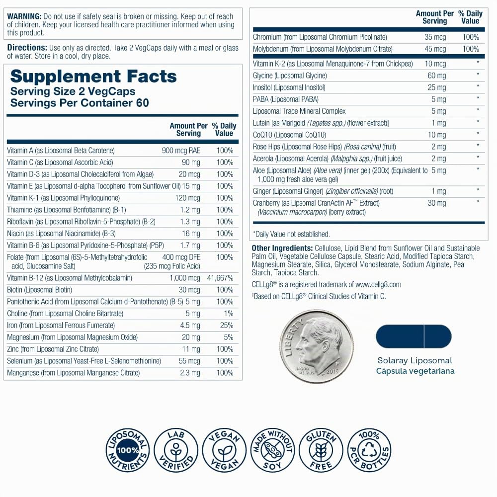 Solaray Liposomal Multivitamin (women's 50) 60 VegCaps