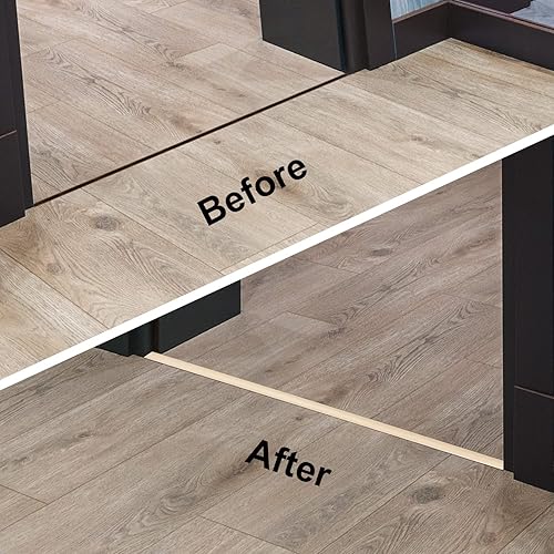 Miniatura 6 de Tira de umbral de 78.7 in × 1.6 in, tiras de transición de piso, tira divisora de puerta de piso autoadhesiva, perfil laminado plano para suelo