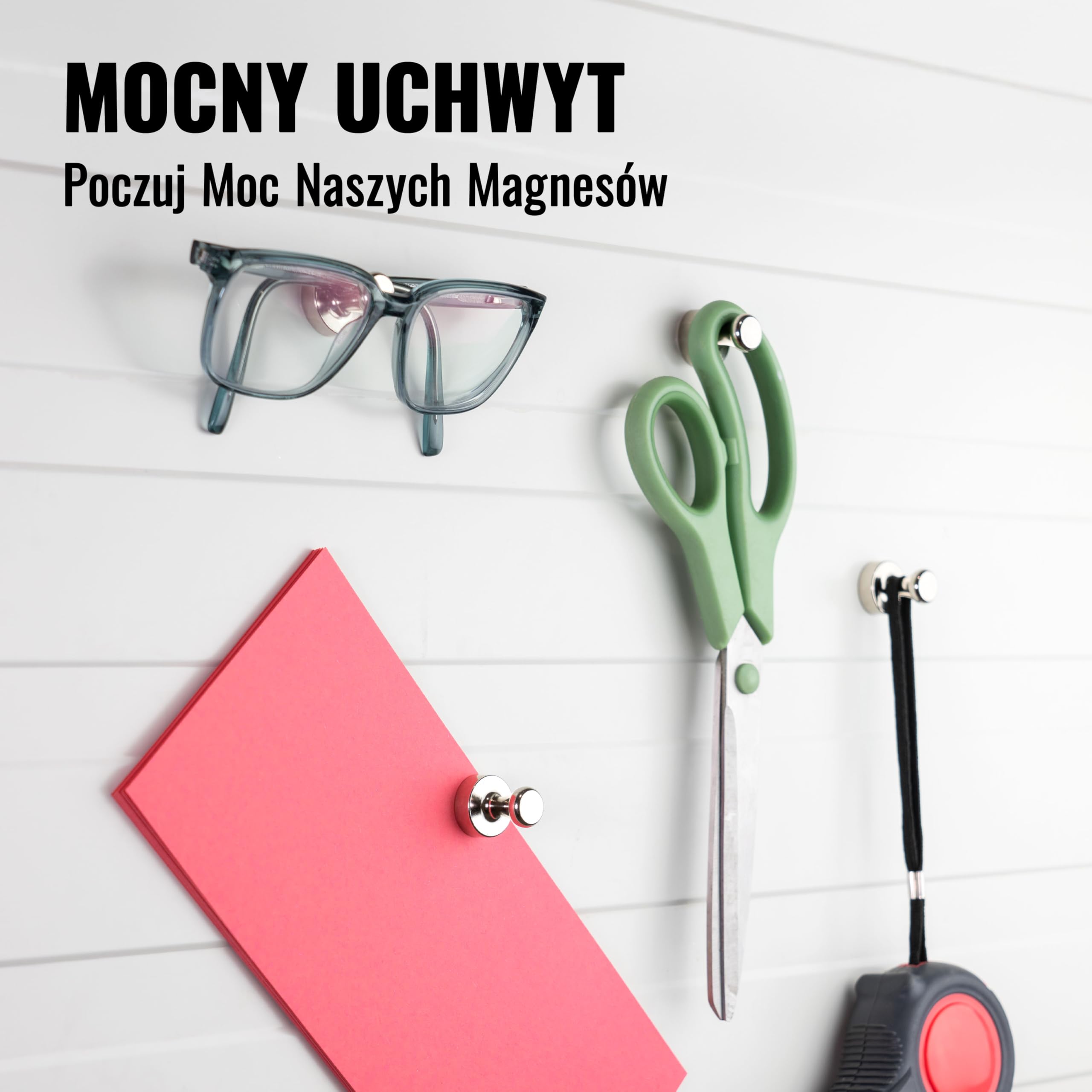 Poppstar 10 magnesów stożkowych (20x25 mm, mocne, siła przyczepności 12 kg), kolor srebrny