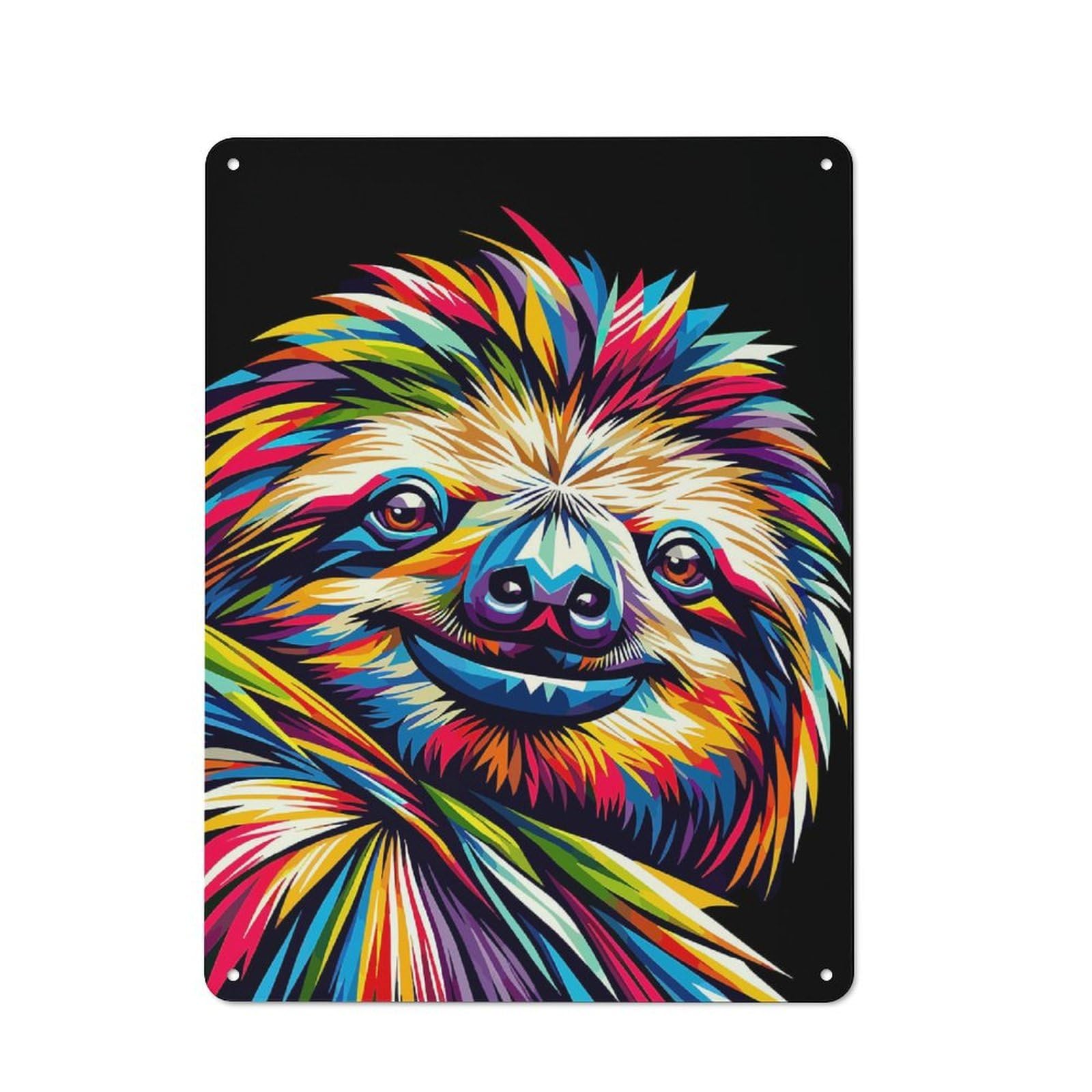 Junmoney Sloth Wpap Pop Art Metal Wall Sign 40X30cm Featuring For Bar Or Restaurant, For Bar Decor Enthusiasts