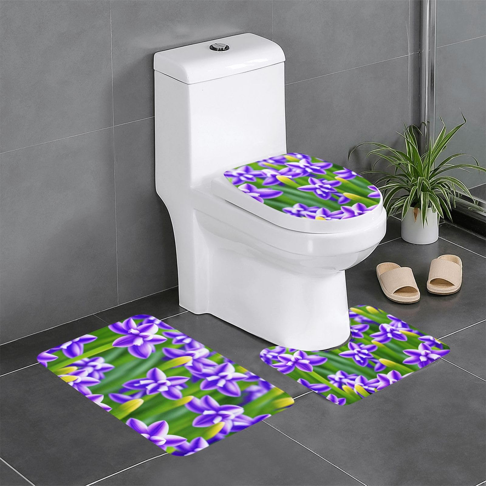 Tapis de salle de bain de qualité supérieure lot de 3 contour jacinthe