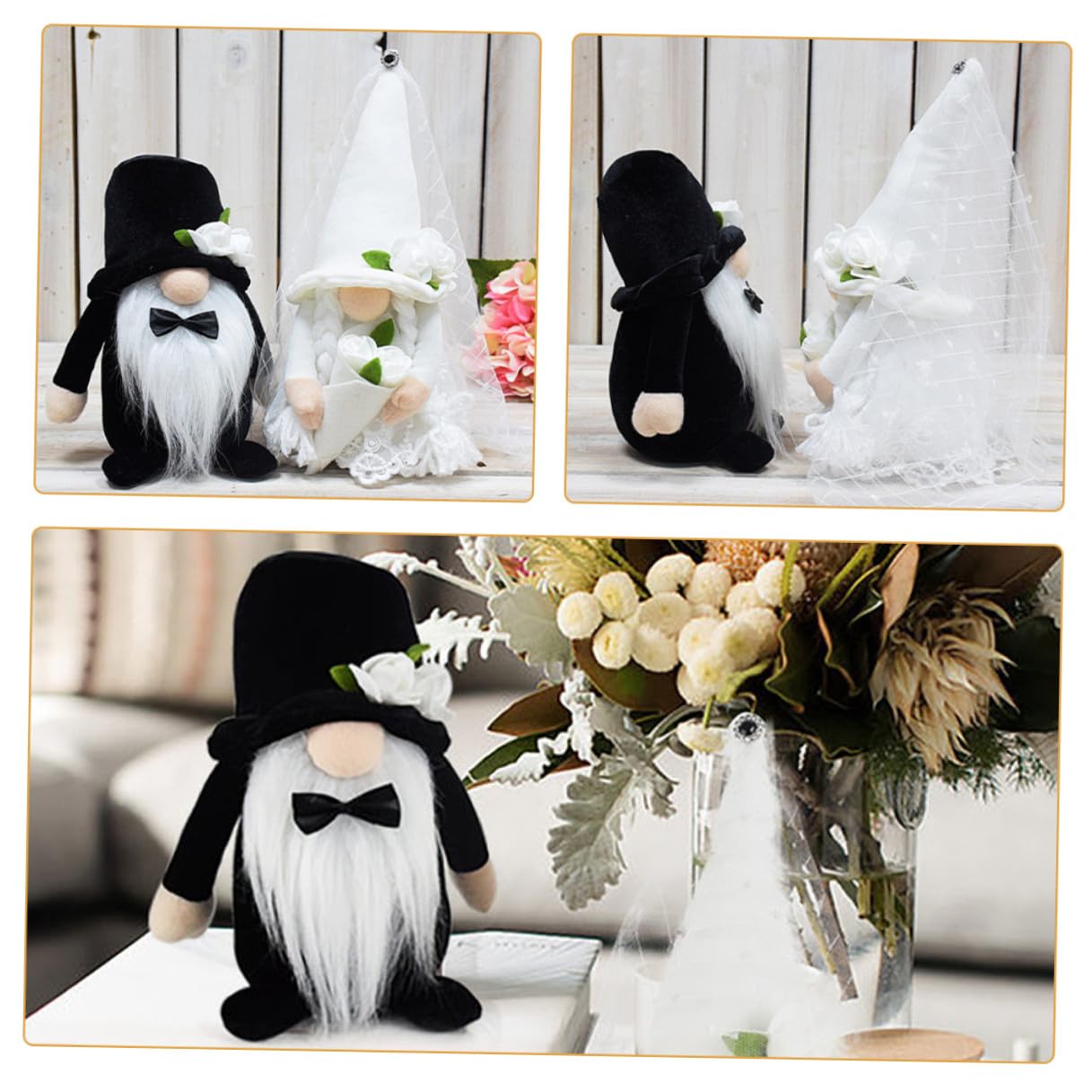 jojofuny 2 Stück Hochzeitszwerg Plüsch GNOME in Braut Bräutigam Design Dekorative Tischdeko aus Langlebigem Stoff für Hochzeitsfeier und Wohnambiente