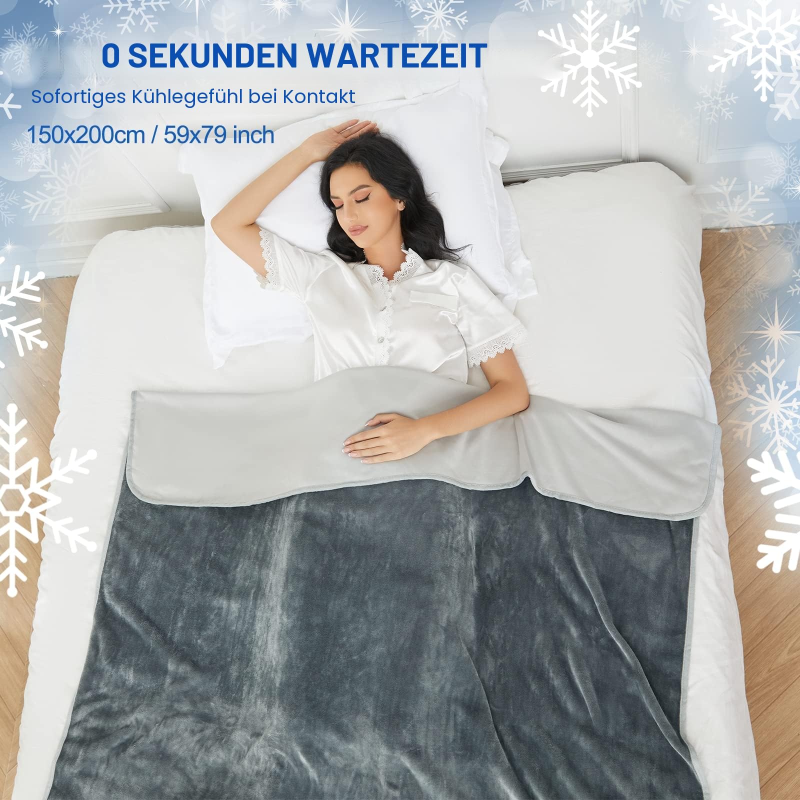 Uplayteck Kühldecke 150 x 200cm, Leichte Sommerdecke mit Japanische Arc-Chill Q-Max>0.4 Kühlfasern, Kühl und Hautfreundlich, 2 in 1 Doppelseitig Cooling Blanket Dünne Selbstkühlende Decke für Menschen