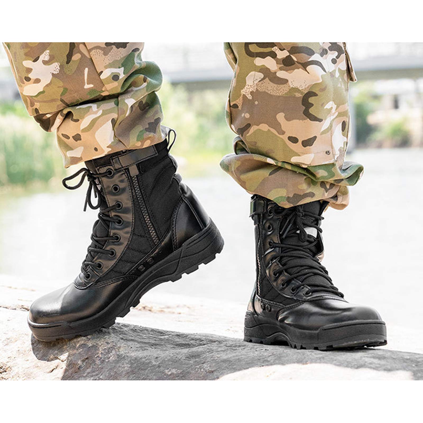 QAXZESA Uomo Stivali tattici Traspirante Militare Esercito Stivali Scarpe  da lavoro da combattimento Scarponi da trekking leggeri,Black-38 :  Amazon.it: Moda