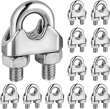 Pack of 12 M6 Wire Rope Clamps, 304 Stainless Steel Rope Clamps, DIN 741 Rope Clamps 6 mm, Rope Clamps for Attaching Ropes, Hanging of Awnings, Washing Lines, Banners