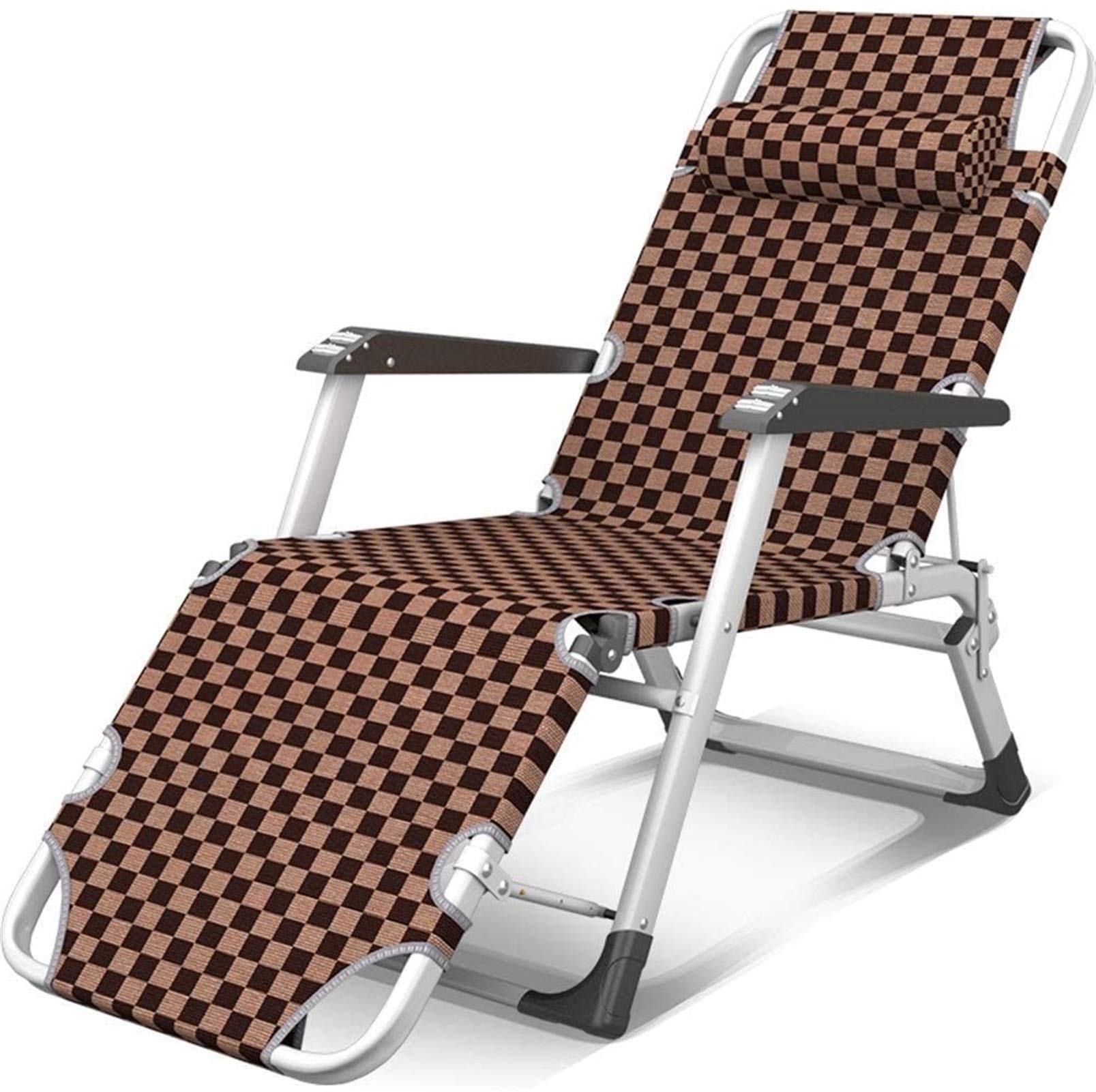 Chaise longue réglable marron pour vos journées détente à la piscine, plage et terrasse