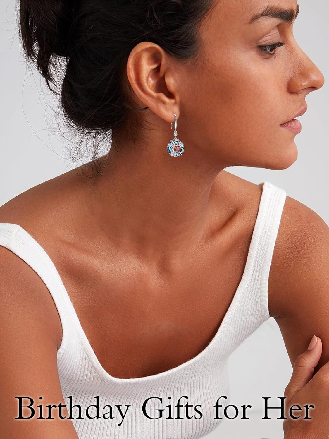 TOUPOP Tree of Life Birthstone Earrings for Women 925 Sterling Silver Family Tree Dangle Earrings with Austrian Crystal Jewelry Birthday Mothers Day Gifts for Her Girlfriend Wife Mom - Image 2