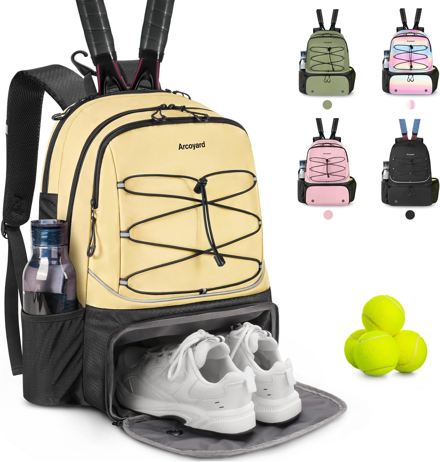 Tennis Bag Holds 2 Rackets, Professional Tennis Bags for Women, Tennis Backpack with Ventilated Shoe Compartment