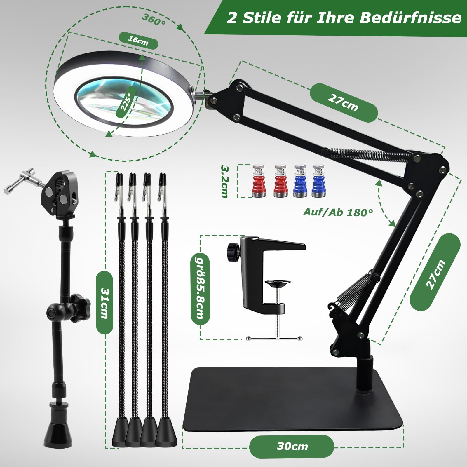 Dritte hand Löten, Magnetische Löthilfe Helfende Hand mit 10X Lupe Licht, Lötstation mit 4 PCB-Säulen 4 flexibel Arme und 1 Mechanischer Tragarm, Löthilfe für Schweißer, Schmuckhersteller, Handwerk