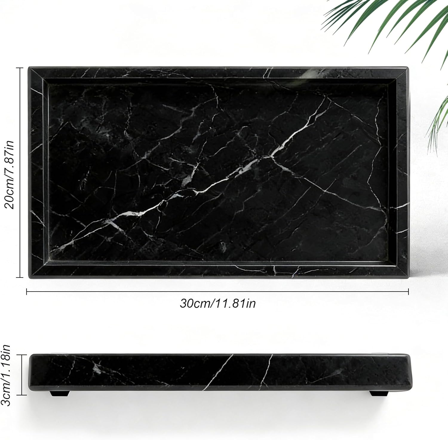 Natural Marble Tray, Stone Tray for Bedroom/Bathroom/Kitchen/Vanity Countertop, Jewelry Tray for Rings Earrings Necklace Bracelet Watch, Room Decor Aesthetic