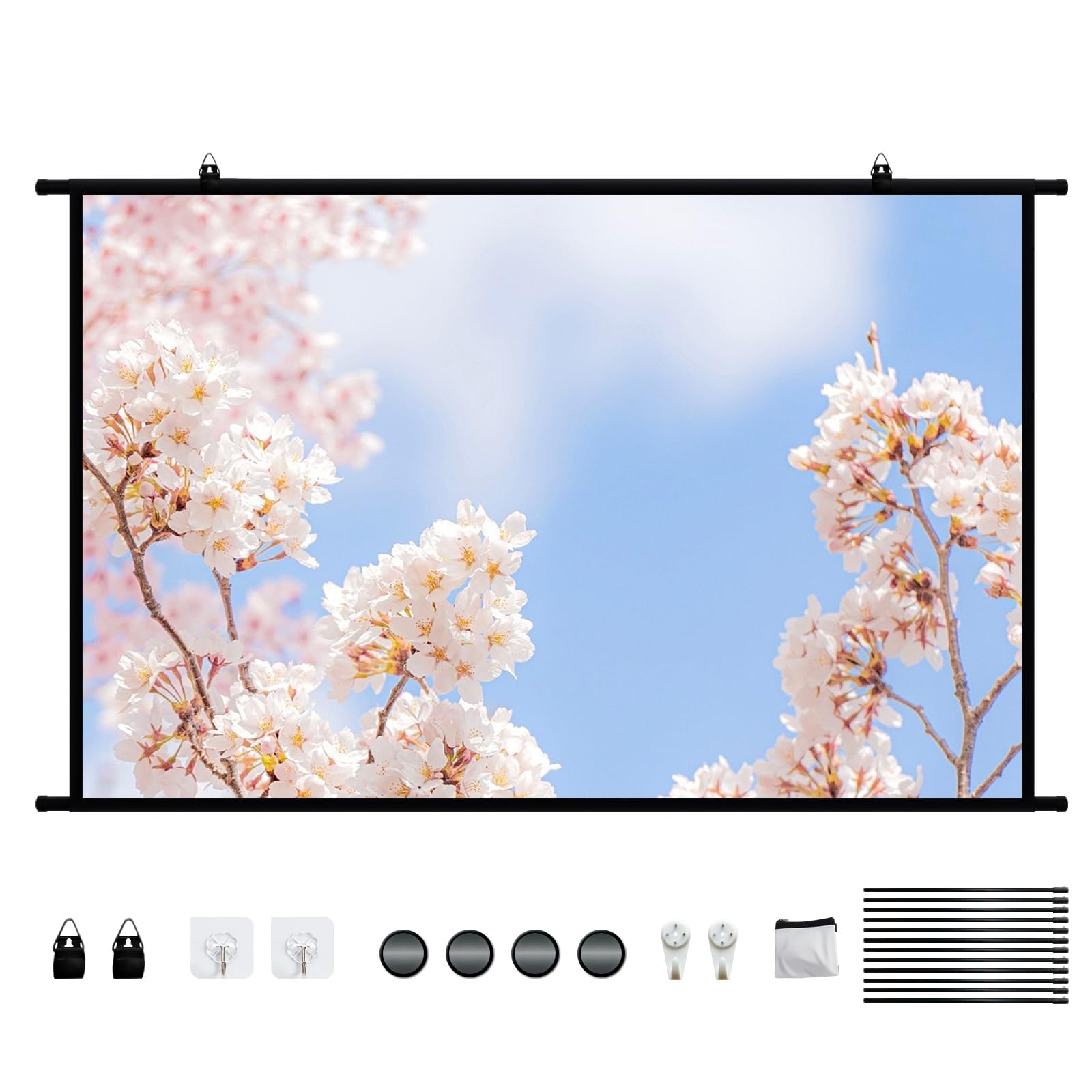 NODIBRO プロジェクタースクリーン 100インチワイド 4K 16:9 プロジェクター 掛け軸タイプ 手動吊り下げ式 スクリーン 軽量持ち運び 家庭用 き投影 オフィス ホームシアター プレゼンテーション ビジネス会議 教具 大型 4Kフルハイビジョン対応 屋内屋外兼用