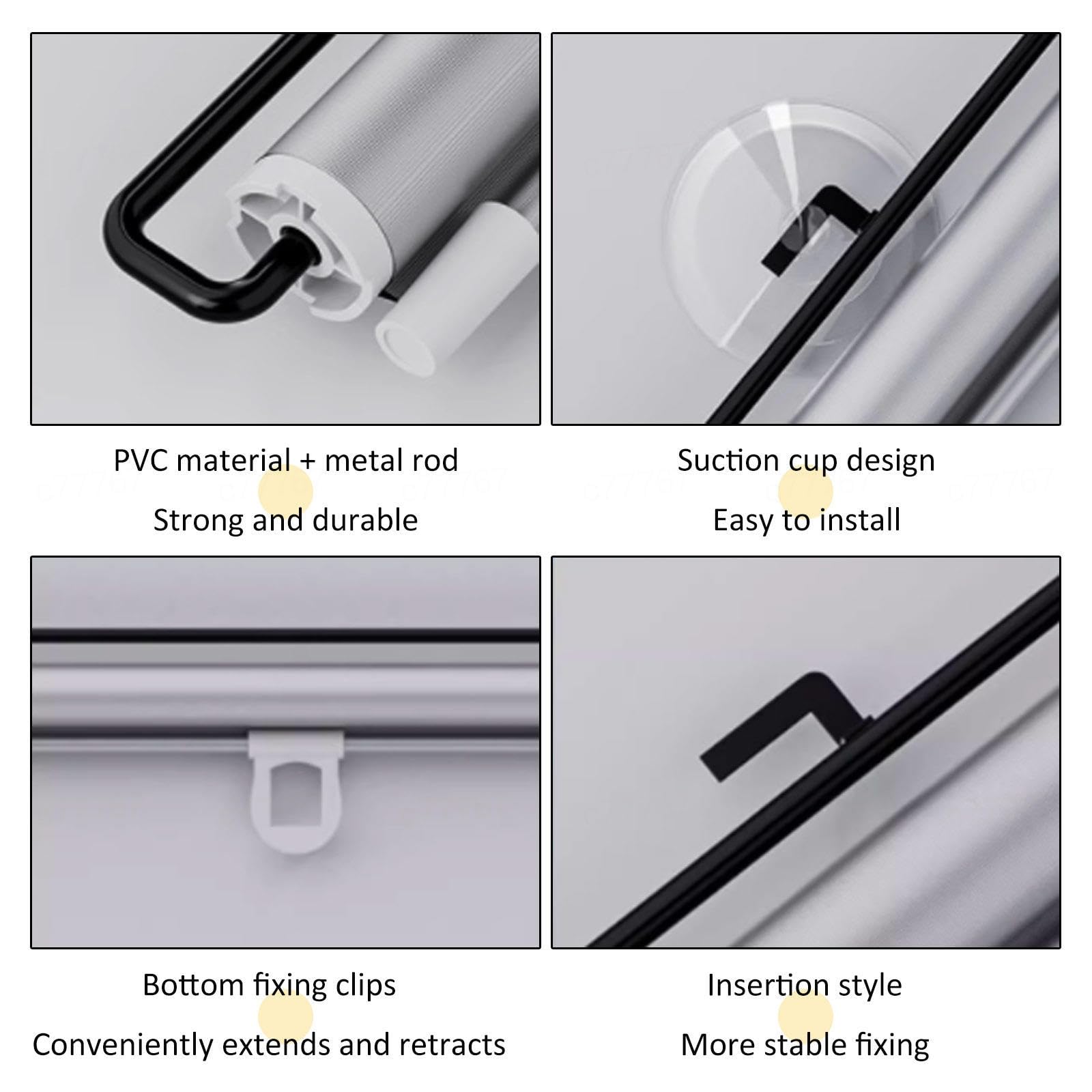 Store enrouleur occultant rétractable de 30 à 68 cm, facile sans perçage, pour la maison et le bureau, solution d'installation temporaire de 68 x 120 cm
