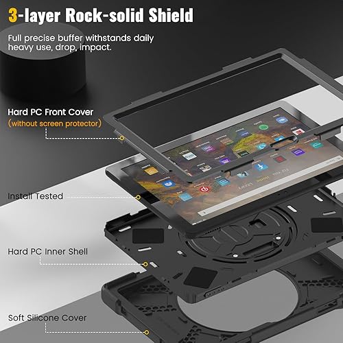 Miniatura 7 de Funda Fire HD 10  HD 10 Plus 11 generación 2021, a prueba de golpes, resistente, con soporte, correa de mano, correa de hombro para Tienda Fire HD