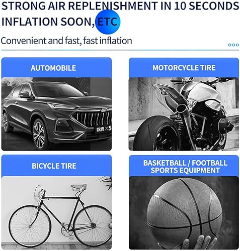 Miniatura 3 de Inflador de neumáticos inalámbrico, bomba de aire eléctrica portátil, 120 PSI Compresión de aire C316 para neumáticos de automóvil, bicicleta,