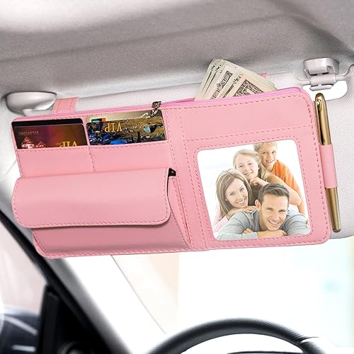 Miniatura 8 de Organizador de visera de automóvil soporte de almacenamiento para visera de automóvil accesorios para visera de automóvil con marco de fotos buen