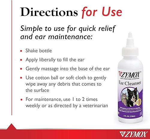 Miniatura 4 de Pet King Brands ZYMOX - Solución para oídos con hidrocortisona al 0,5% y limpiador de oídos