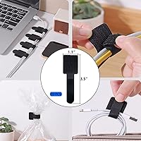 Vista 8 de ELII Kit de organización de cables de 327 piezas, 4 fundas para cables, 65 clips para cables con 13 soportes para cables, 25 rollos de correas Negro