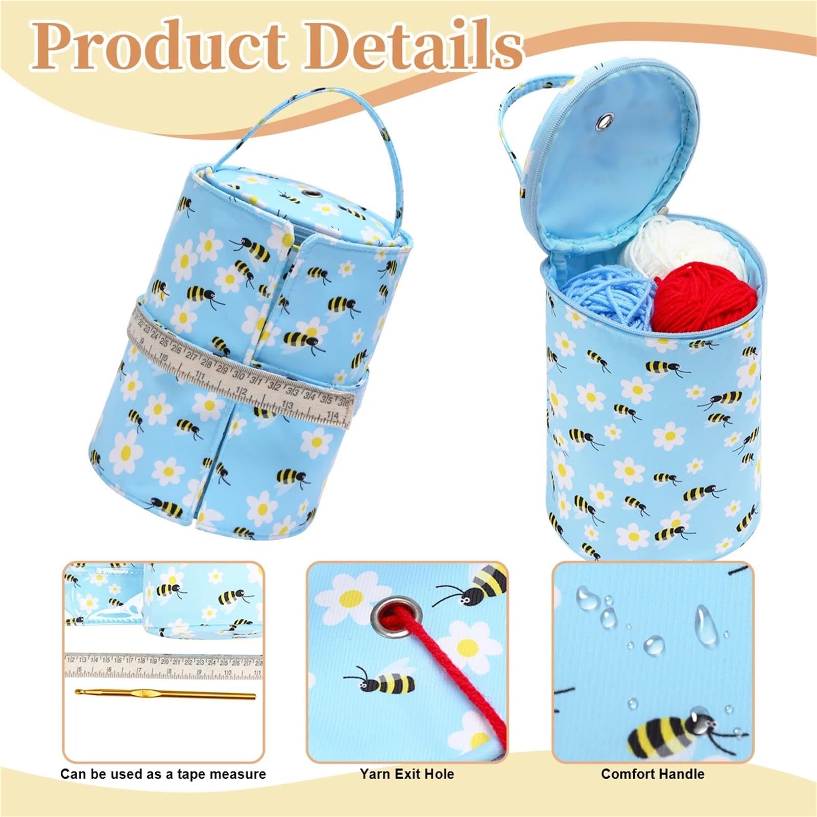 projekttasche für strickzeug Empty Portable Knitted Wool Bags Small Yarn Storage Bag Foldable Cerchet Hooks for Sewing Tools Accessories für Wolle und Strickzubehör(Empty Bag-B)