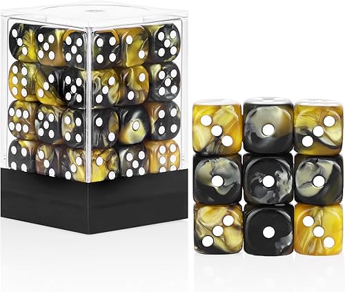 Miniatura 8 de Juego de 36 dados de 0.472 pulgadas, 6 caras, juego de dados con patrón de perlas, 6 dados estándar para Yahtzee, Bunco o enseñanza de matemáticas,