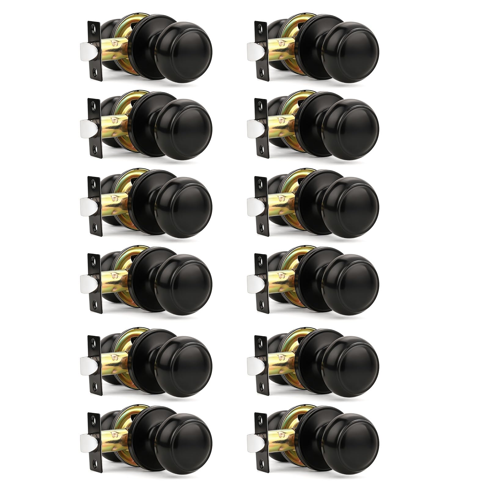 Orger 10 Pack Matte Black Passage Door Knobs Interior, Classic Round Shape Closet Doorknobs with Non-Locking, Keyless Modern Design Door Lockset for Closet and Hallways â image 1