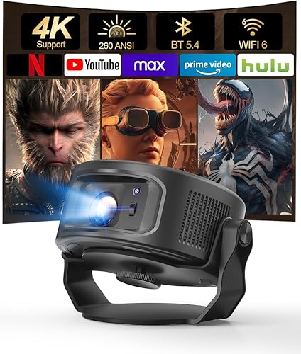 Magcubic Proyector inteligente con WiFi 6 y Bluetooth 5.4, mini proyector portátil 4K y 8K, Android 14 integrado, Keystone vertical automático,