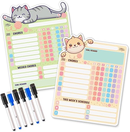 Miniatura 1 de Willa Flare Gráficos de tareas de nevera  Tabla magnética de tareas para varios niños y adultos  Ayuda a recompensar la responsabilidad con tablas