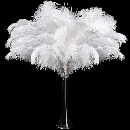 30 plumas de avestruz naturales grandes a granel de 16 a 18 pulgadas para centros de mesa para bodas, centros de mesa, decoración del hogar,