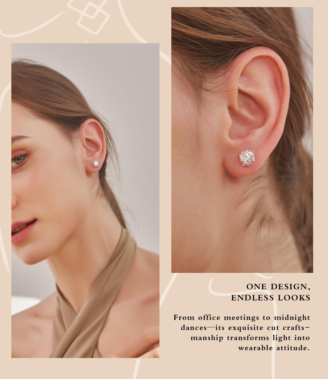 "STUNNING FLAME" Trillion-cut/Cushion-cut/Emerald-cut/Marquise-cut ... 18K White Gold Plated Sterling Silver Cubic Zirconia Simulated Diamond Stud Earrings for Women - Image 5