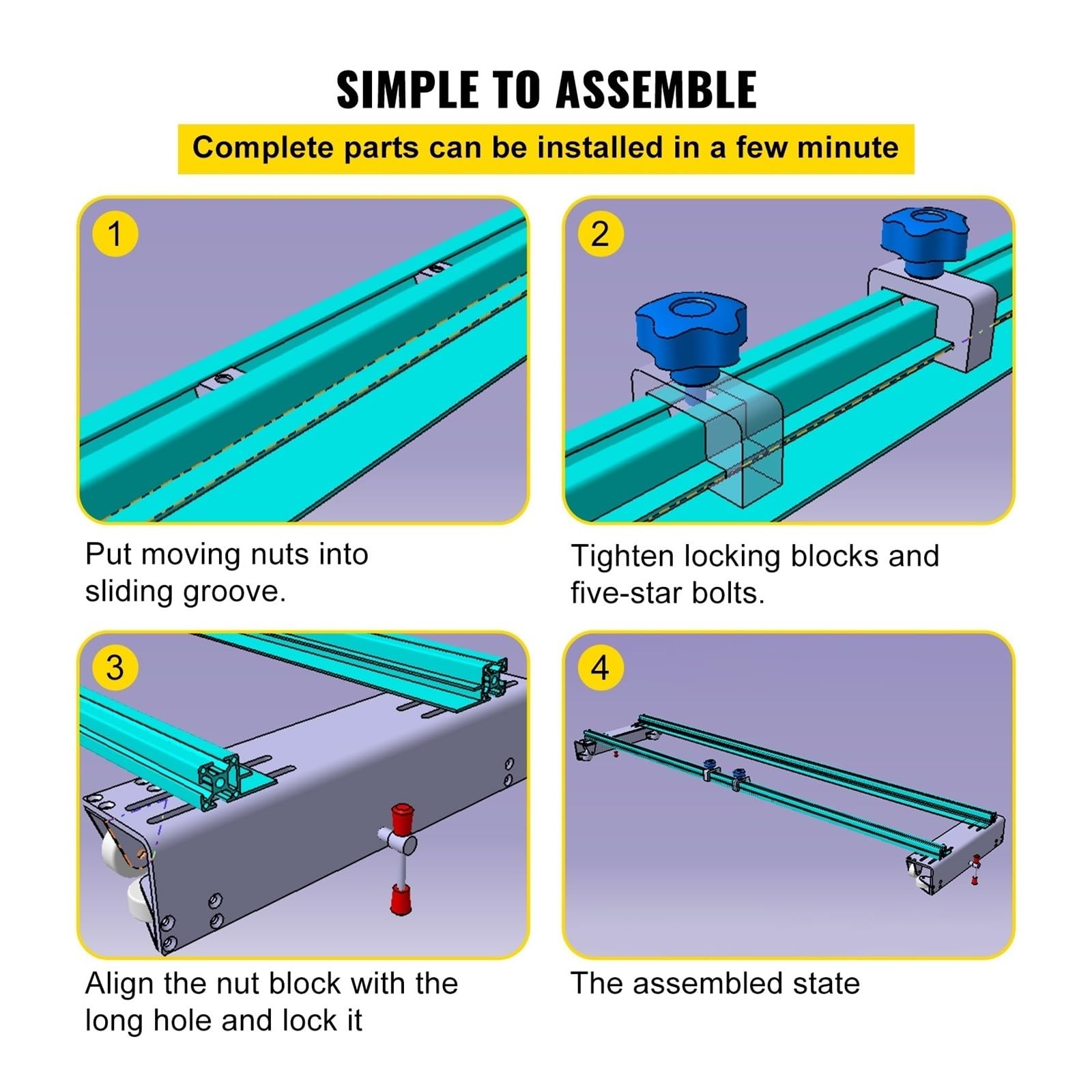 Guida for bordi del router regolabile da 64" / 162 cm, slitta for piallatrice, asse XY, for spianatura legno, fai te for la casa Per uso fai da te
