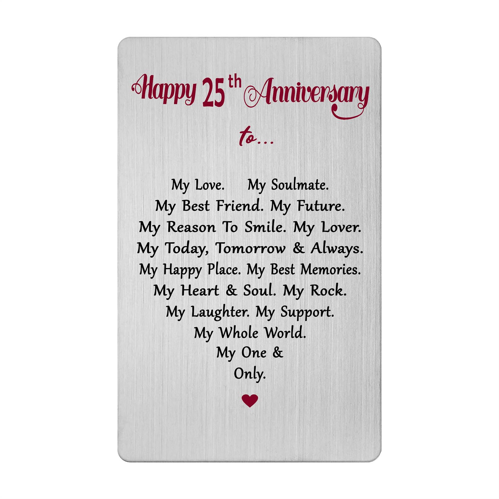 25th Anniversary Card for Women Men Husband Wife - 25 Year Wedding Anniversary Decorations Gift Ideas for Him Her