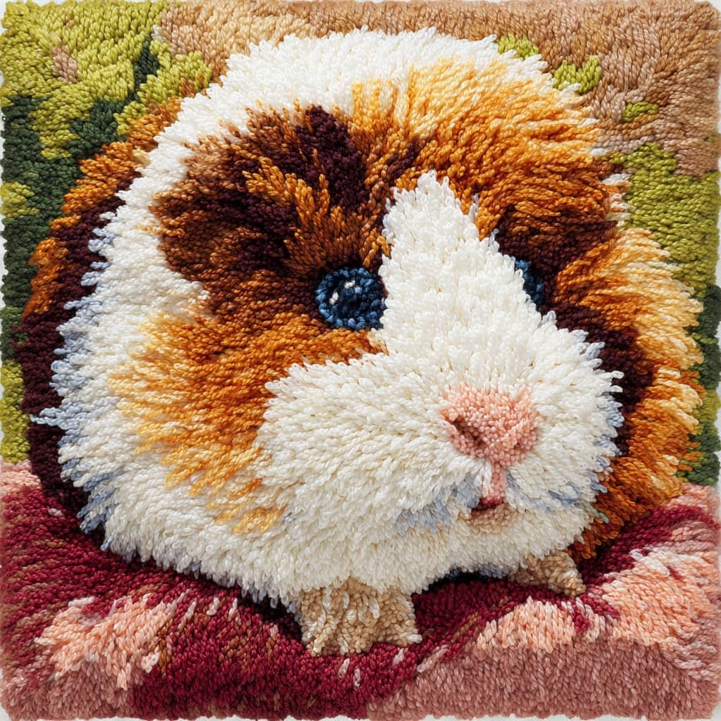 Taxpy Latch Hook Pillow Case Embroidery Kits, Animal Guinea Pig DIY Needlework Latch Hook Cushion Cover Kits,Sofa Cushion Cover,17x17inch