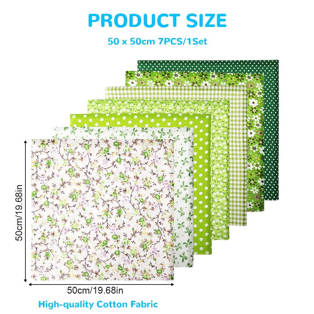 Aucuu 7PCS Fat Quarters Fabric Bundles, 50cm x 50cm Fabric Bundles, Quilting Cotton, Bundle Quilting Craft FA-BRIC - Image 2