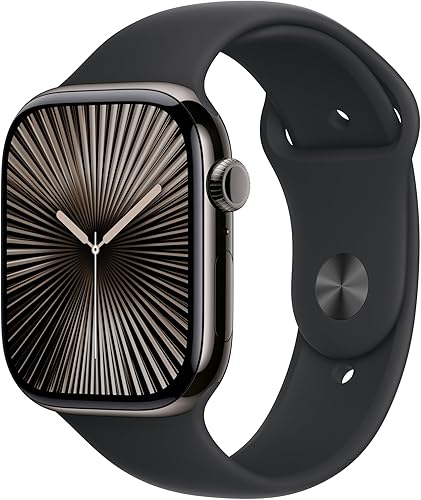 Apple Watch Series 10 GPS + Cellular carcasa de 46 mm Reloj inteligente con carcasa de titanio color pizarra con correa deportiva negra - ML Monitor