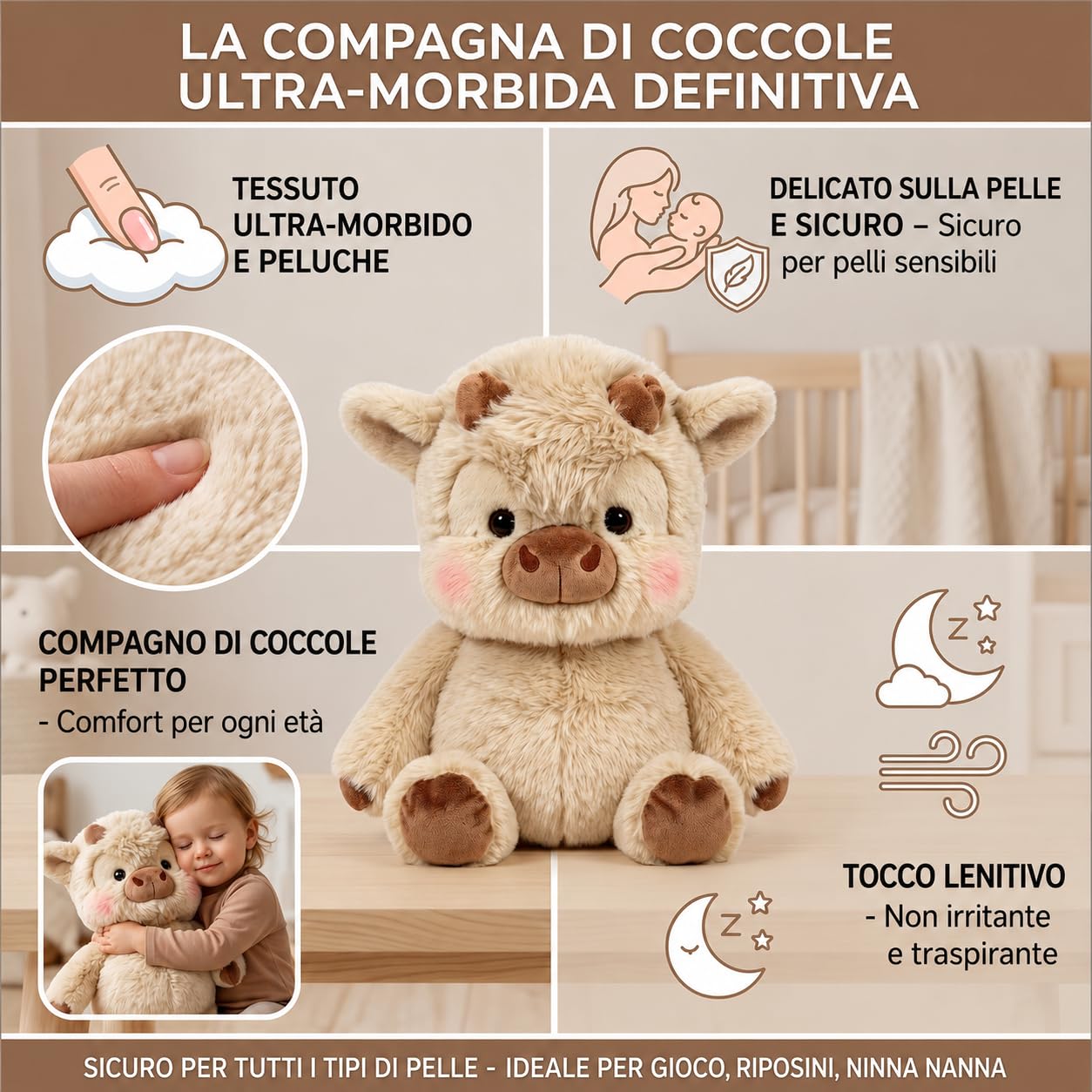 Generico 45/60cm Mucca Peluche Che Corre - Orsetto Che Corre Morbido e Resistente, Il Running Plushie per Bambini, Running Peluche per Decorazione Cameretta e Compagno di Nanna (2, Rosa*Kaki, 60cm)