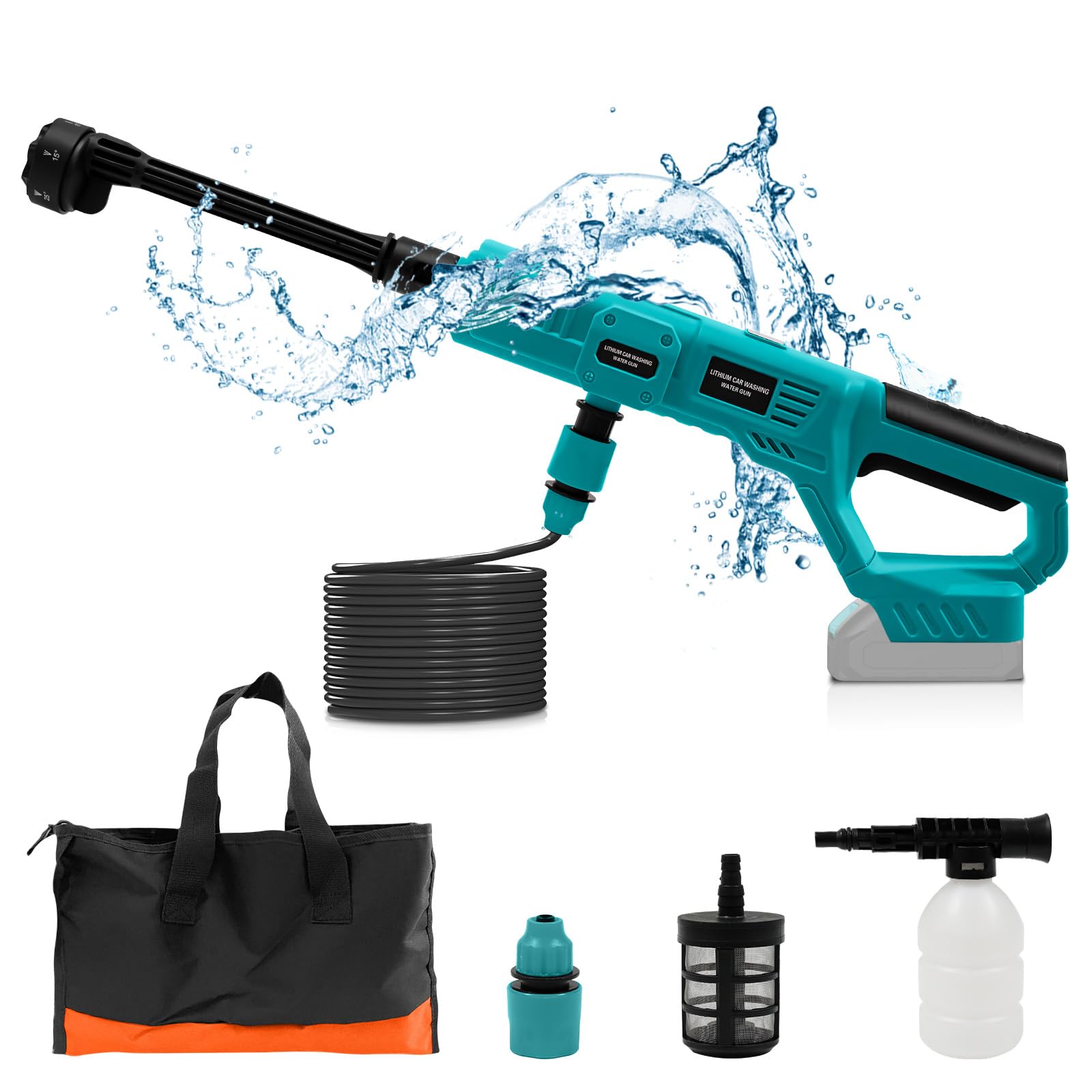 Idropulitrice Portatile per Makita 18V Batteria, 750PSI Idropulitrice a Batteria con Kit di Accessori, Ugello Rotante 6 in 1, Ideale per Auto Barche Giardino